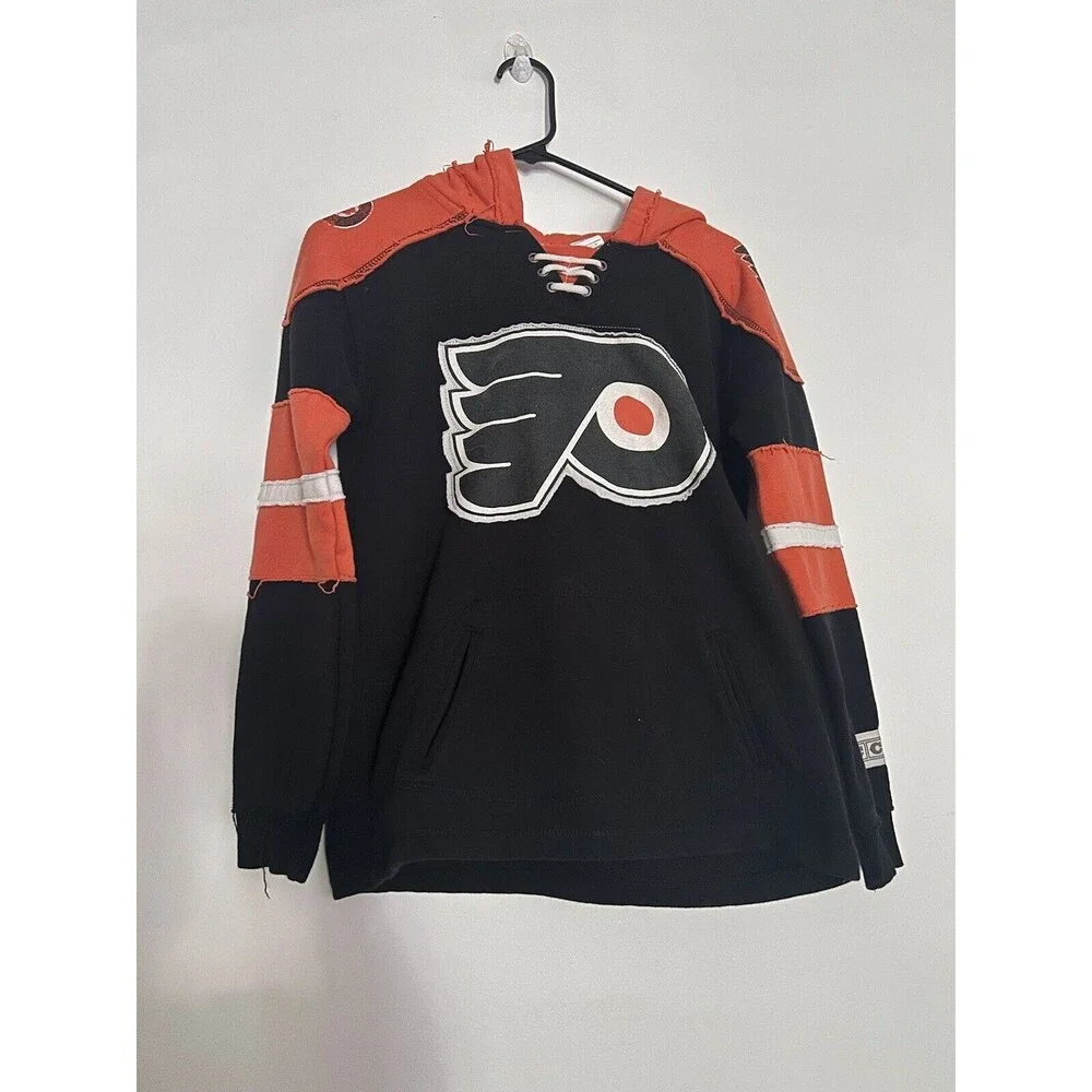 Vintage Distressed Philadelphia Flyers CCM Reebok Hooded Sweatshirt Youth MEDIUM